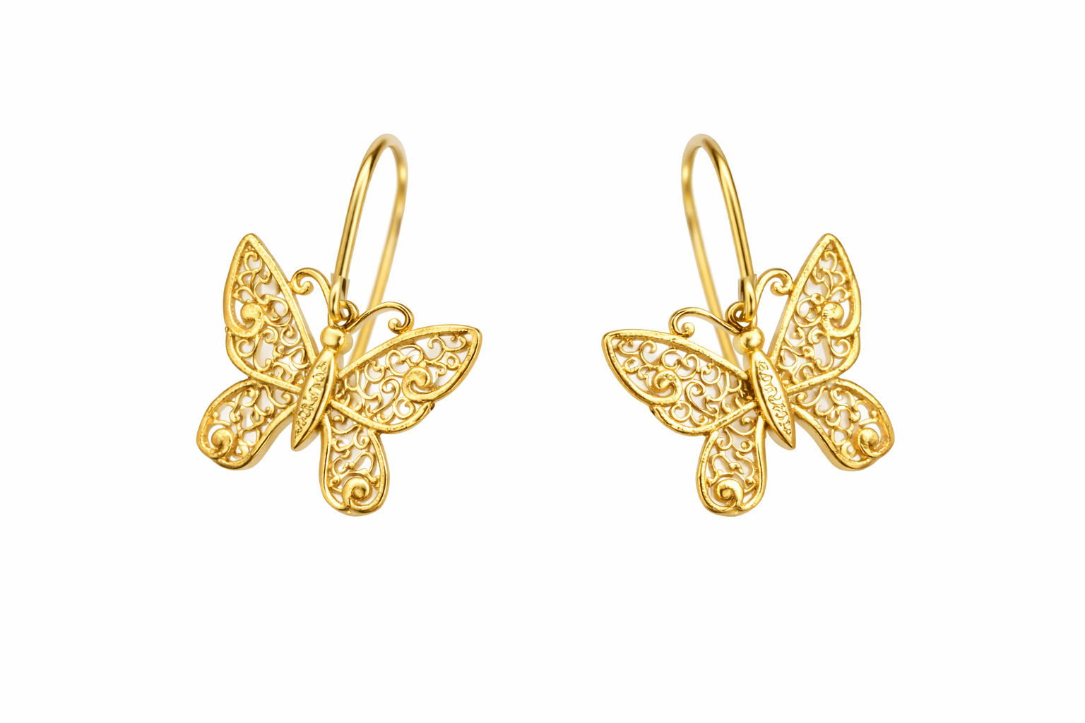 Pendientes de mariposa en oro